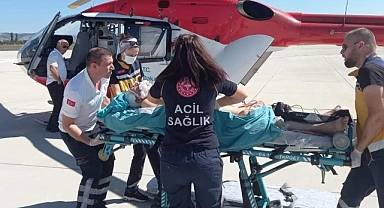 112 Helikopteri hasta nakli için havalandı