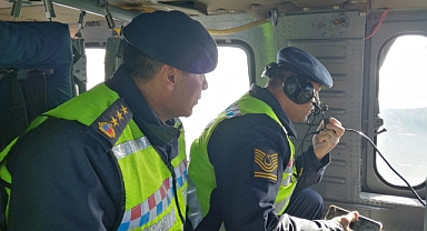 Ordu'da Helikopter ile havadan trafik denetimi