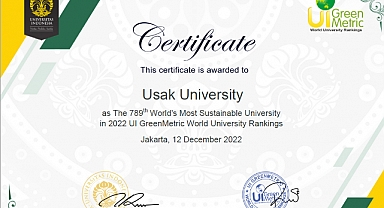 Uşak Üniversitesi “UI GreenMetric” sıralamasında 3 yıl üst üste ilk Bin’de