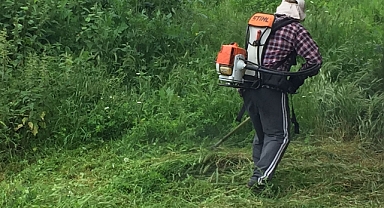 Fındık bahçeleri yabani otlardan temizleniyor