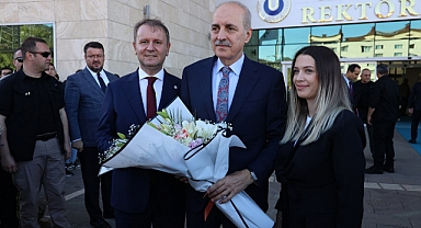 TBMM Başkanı Kurtulmuş, Rektör Baş’ı makamında ziyaret etti