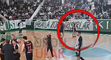 Giresun'da olaylı basketbol maçı! Watergarden HT'li basketbolcu taraftarı çılgına döndürdü.